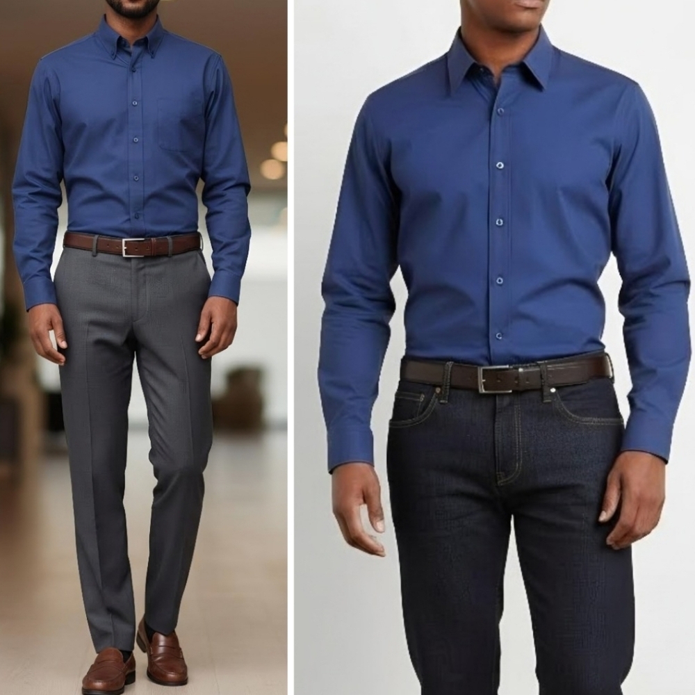 New! Port Authority Men’s Button Down Long Sleeve Blue Dress Shirt NWOT